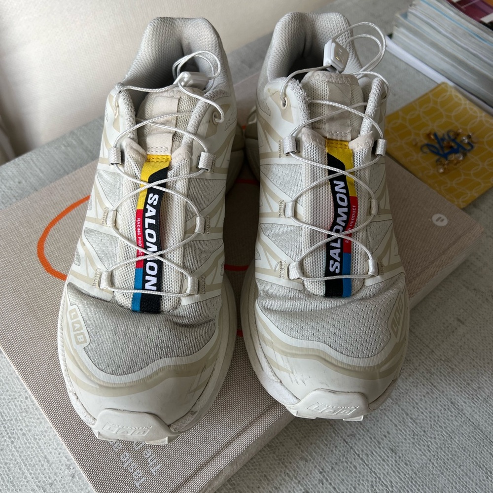 Salomon XT-6 Cream Sneakers with Colorful Accents